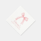 ピンクの弓とイチョウの名門私立校風の赤ちゃんシャワー スタンダードカクテルナプキン (角)