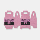 ピンクの弓とグリッター付きヒョウ柄 フェイバーボックス (折り畳みなし)