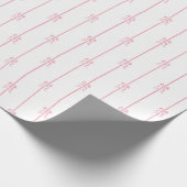 ピンクの弓とストライプ ラッピングペーパー (角)