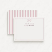 ピンクの弓とストライプ　保育園より、ありがとう 招待状