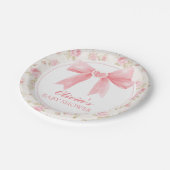 ピンクの弓とバラ名門私立校風のの赤ちゃんシャワー ペーパープレート (アングル)