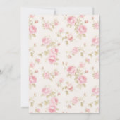 ピンクの弓とバラ名門私立校風のの赤ちゃんシャワー 招待状 (裏面)