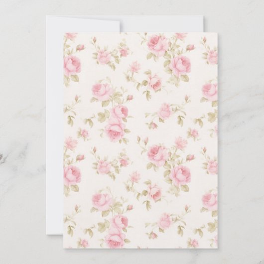 ピンクの弓とバラ名門私立校風のの赤ちゃんシャワー 招待状 (裏面)