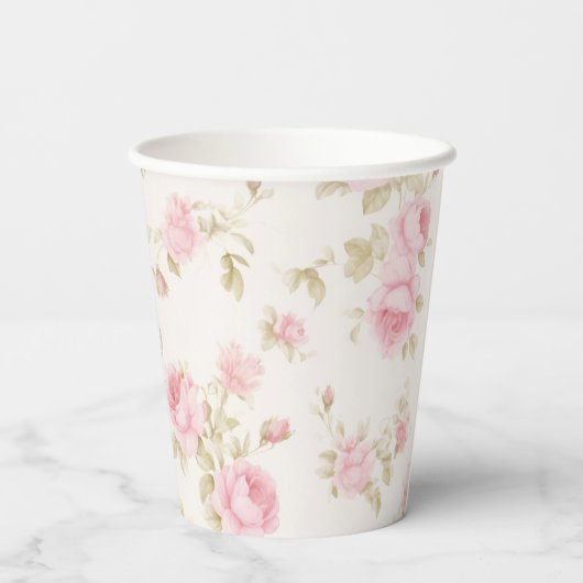 ピンクの弓とバラ名門私立校風のの赤ちゃんシャワー 紙コップ (裏面)