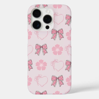 ピンクの弓とピンクのハート | 桜Iphoneケース iPhone 16 Proケース