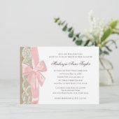 ピンクの弓とレースの最初の聖体 招待状 (スタンド正面)