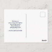 ピンクの弓と木で可愛いクリスマスドッグの写真 ポストカード (裏面)