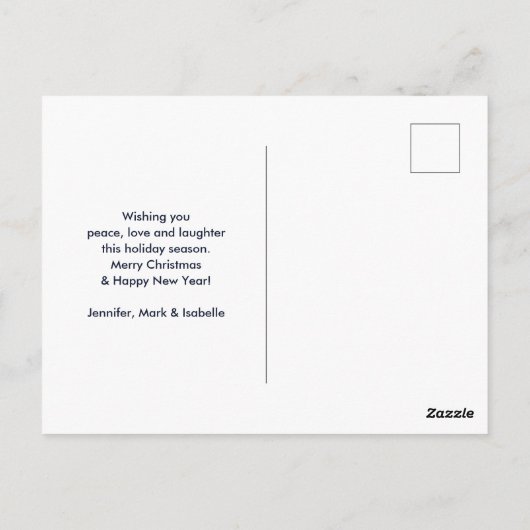 ピンクの弓と木で可愛いクリスマスドッグの写真 ポストカード (裏面)