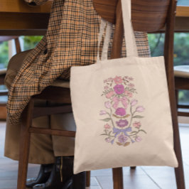 ピンクの弓と花のフローラ トートバッグ