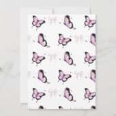 ピンクの弓と蝶ピンクの女の子の赤ちゃんシャワー 招待状 (裏面)