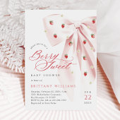 ピンクの弓のイチゴのベビーシャワーの招待状 招待状