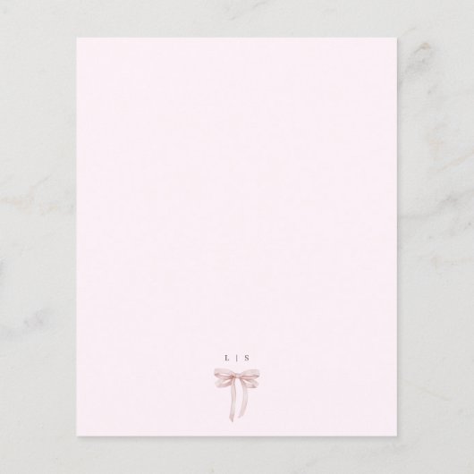 ピンクの弓のウェーブガール縁どベビーシャワーメニュー (裏面)