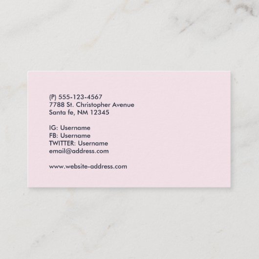 ピンクの弓のクリスマスフォトと可愛い犬 名刺 (裏面)