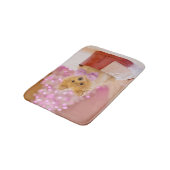 ピンクの弓のクリスマス写真を飾ったかわいい犬 バスマット (アングル)