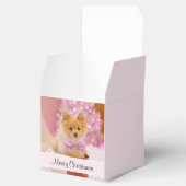 ピンクの弓のクリスマス写真を飾ったかわいい犬 フェイバーボックス (オープン)