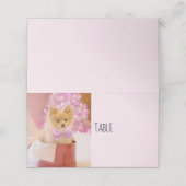 ピンクの弓のクリスマス写真を飾ったかわいい犬 プレイスカード (外部開封)