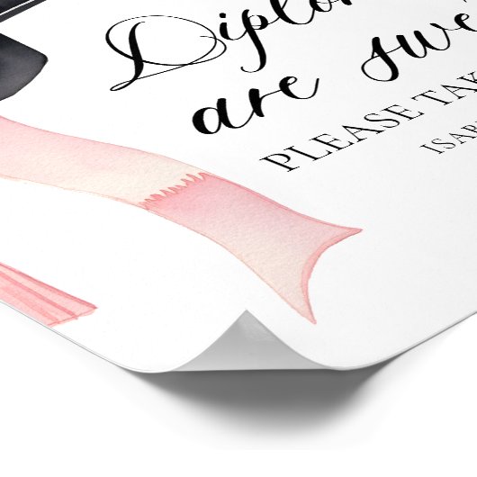 ピンクの弓のグラデーションの卒業証書は甘いトリートメント ポスター (角)