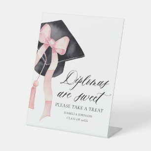 ピンクの弓のグラデーションの卒業証書は甘いトリートメント 台座サイン