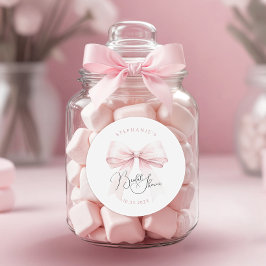 ピンクの弓のブライズシャワー ラウンドシール