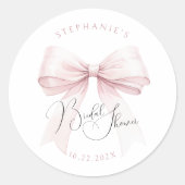 ピンクの弓のブライズシャワー ラウンドシール (正面)