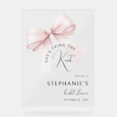 ピンクの弓のブライダルシャワーのご案内です アクリルサイン (正面)