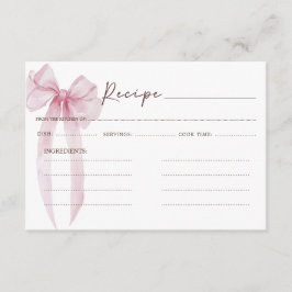 ピンクの弓のブライダルシャワーレシピ エンクロージャーカード