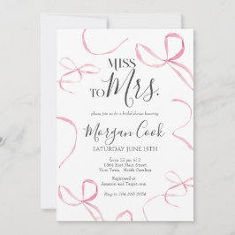 ピンクの弓のブライダルシャワー恋しく思招待、ミセス 招待状