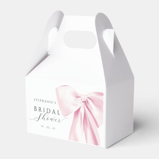 ピンクの弓のブライダルシャワー フェイバーボックス (正面サイド)