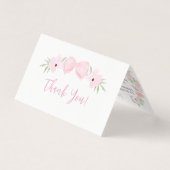 ピンクの弓のベビーガールシャワー折り畳み可能なサンキューカード (正面)