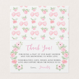 ピンクの弓のベビーガールシャワー折り畳み可能なサンキューカード