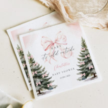 ピンクの弓のベビーシャワー外は寒い