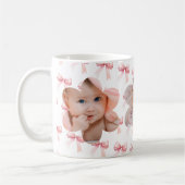ピンクの弓の写真の子供 コーヒーマグカップ (左)
