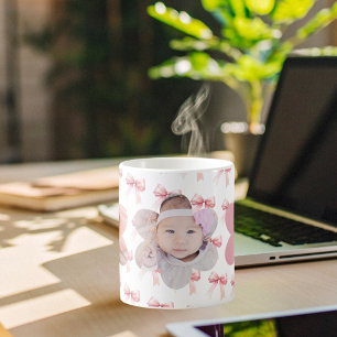 ピンクの弓の写真の子供 コーヒーマグカップ
