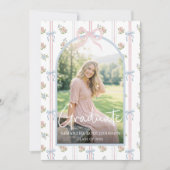 ピンクの弓の卒業式 招待状 (正面)