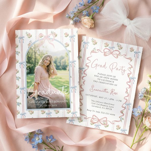 ピンクの弓の卒業式 招待状