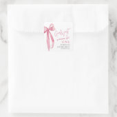 ピンクの弓の女の子が1歳になるお誕生日 スクエアシール (バッグ)