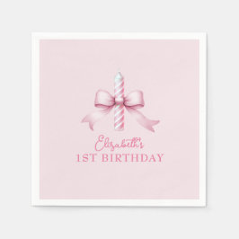 ピンクの弓の女の子が1歳の誕生日を過ごしたい スタンダードカクテルナプキン