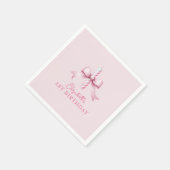 ピンクの弓の女の子が1歳の誕生日を過ごしたい スタンダードカクテルナプキン (角)