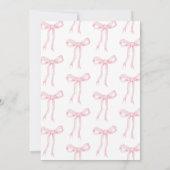 ピンクの弓の女の子が1歳の誕生日を過ごしたい 招待状 (裏面)