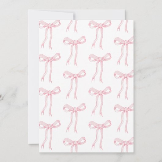 ピンクの弓の女の子が1歳の誕生日を過ごしたい 招待状 (裏面)