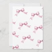 ピンクの弓の女の子が1歳の誕生日を過ごしたい 招待状 (裏面)