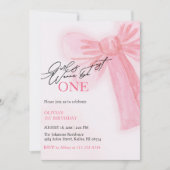 ピンクの弓の女の子だけで1歳の誕生日になりたい シーズンカード (正面)