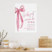 ピンクの弓の女の子だけで1歳の誕生日になりたい ポスター (キッチン)