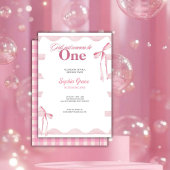 ピンクの弓の女の子だけで1歳の誕生日になりたい 招待状