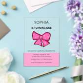 ピンクの弓の女の子 ファーストバースデー アクリル招待状 (インサイチュ (ウェディング))