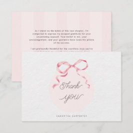 ピンクの弓の小悪魔 フォト 卒業パーティー サンキューカード