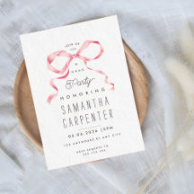 ピンクの弓の小悪魔 フォト 卒業パーティー  招待状