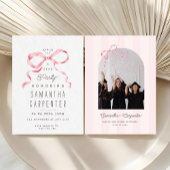 ピンクの弓の小悪魔 フォト 卒業パーティー  招待状