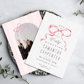 ピンクの弓の小悪魔 フォト 卒業パーティー  招待状