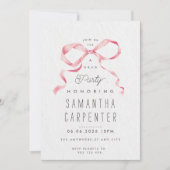 ピンクの弓の小悪魔 フォト 卒業パーティー  招待状 (正面)